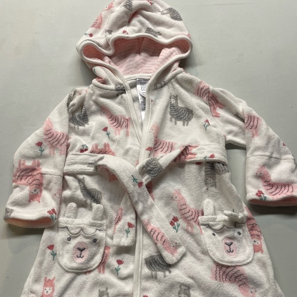 Carter's Just One You Hooded Robe with Pink and Gray Accents with llama - Picture 1 of 7